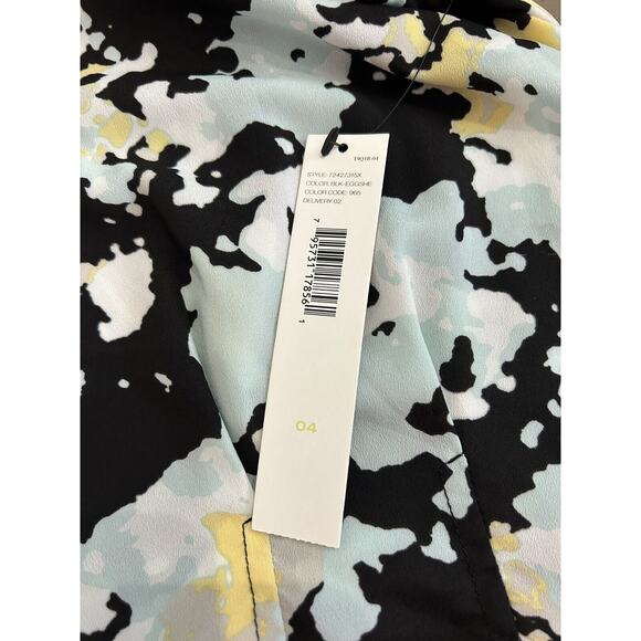 DKNYC NWT Black Multi-color Fit & Flare Dress Belt Shirred Sleeves Size 4 - Picture 7 of 8